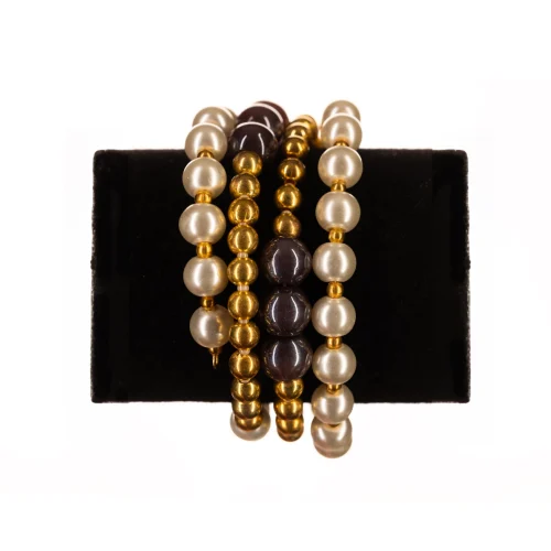 Armband Gouden Champagne Paarse Kralen RAKHAN