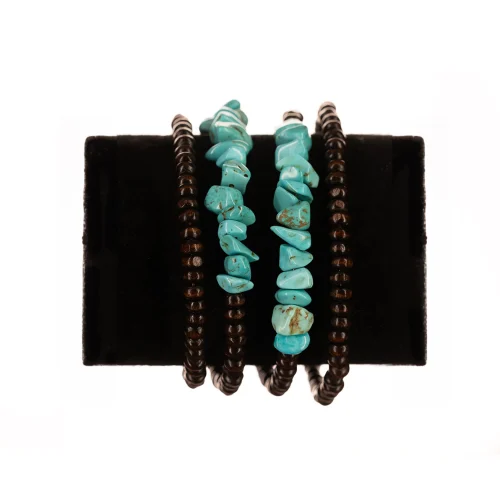 Armband Turquase Stenen bruine kralen RAKHAN